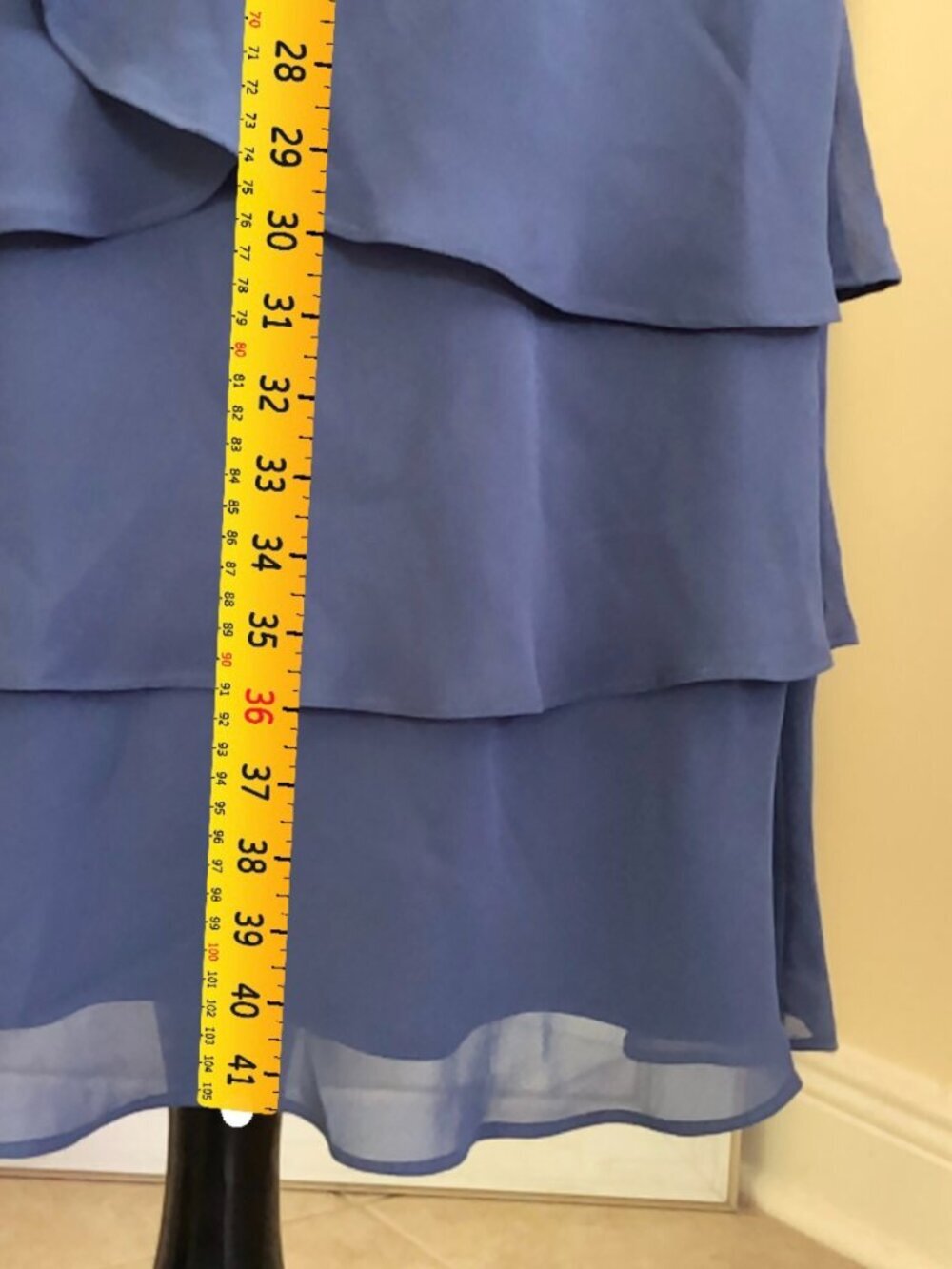 SLNY Tiered Ruffle Blue Cocktail Chiffon Dress 14P Mermaid - Picture 11 of 12